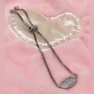 Kendra Scott, Elaina Silver Drusy Adjustable Chain Bracele